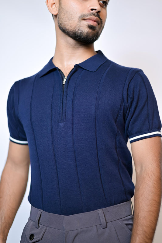 Royal Blue Zip old money polo