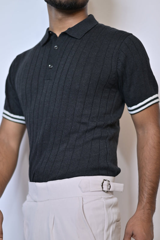 Classic charcoal black old money polo