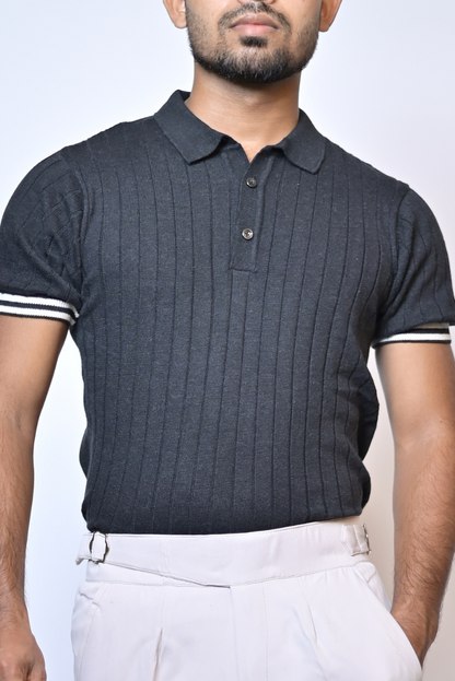 Classic charcoal black old money polo